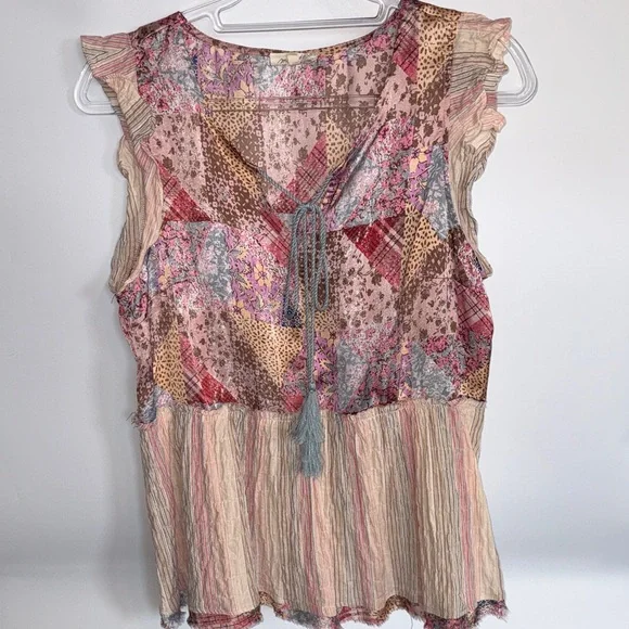 Mystree Multicolor Patchwork Blouse - Picture 1 of 2